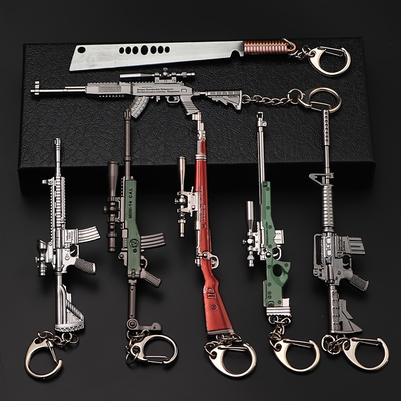Heavy Equipment Key Ring - 1pc Toy Gun Keychain, Alloy Toy