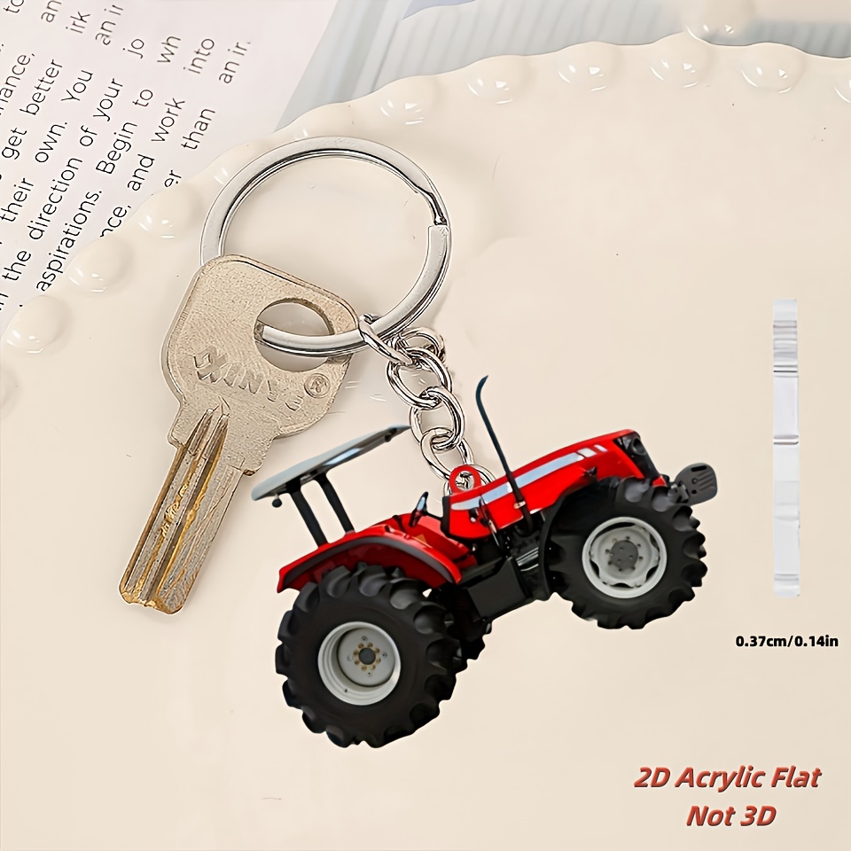 Vibrant Red Tractor Keychains  - Heavy Equipment Key Ring review and price