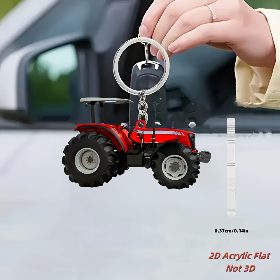 Vibrant Red Tractor Keychains  - Heavy Equipment Key Ring review and price