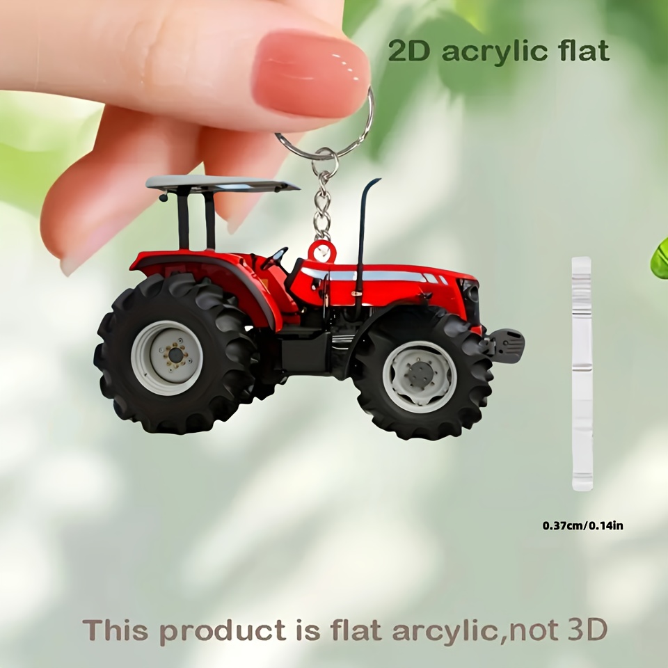 Vibrant Red Tractor Keychains  - Heavy Equipment Key Ring review and price