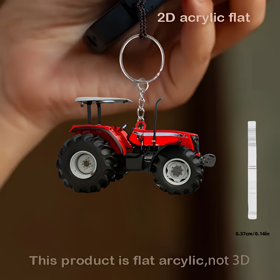 Vibrant Red Tractor Keychains  - Heavy Equipment Key Ring review and price