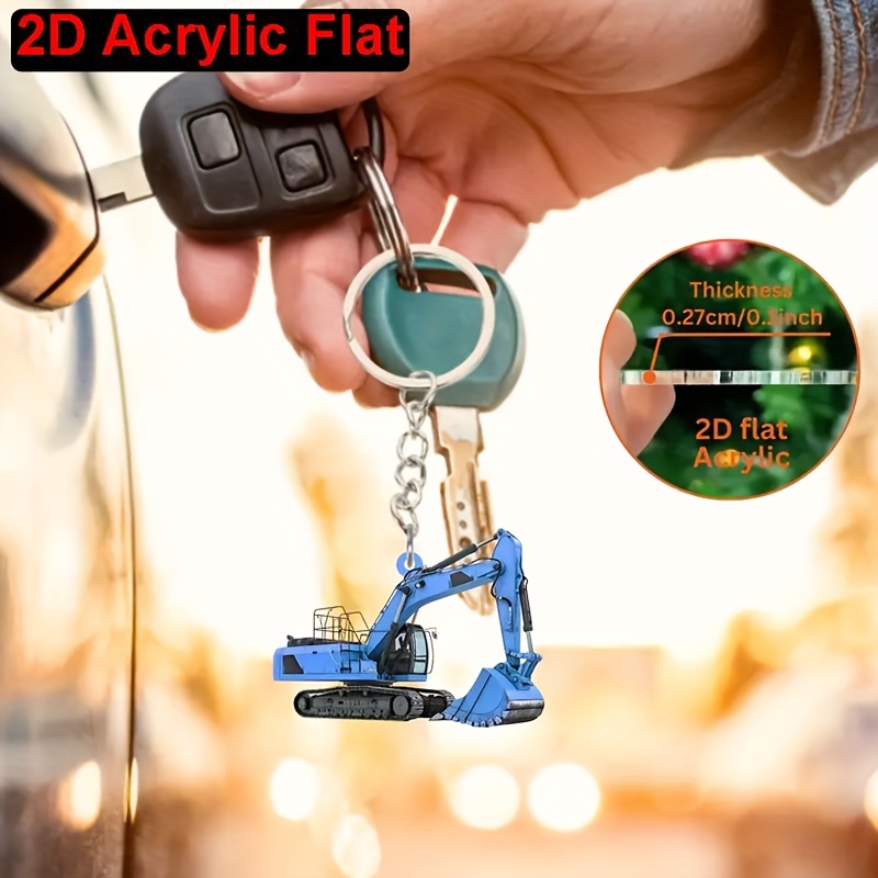 2D Flat Colorful Excavator Acr - Heavy Equipment Key Ring review and price